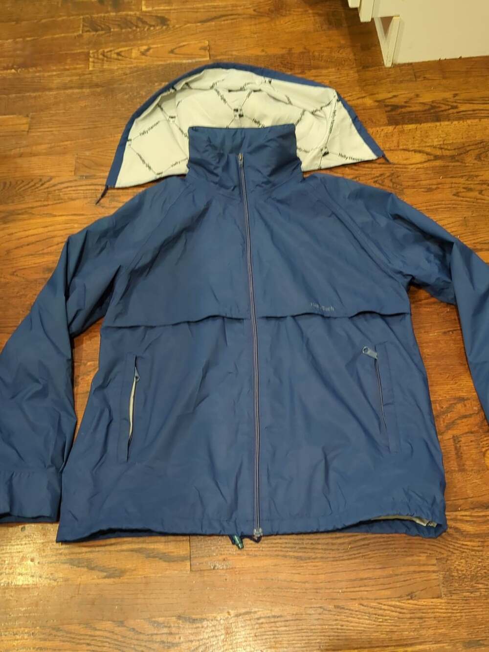 Helly Hansen Rain Jacket Size M Blue Windbreaker Hooded Vintage